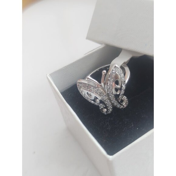 Italian Sterling Silver 925 Women's  Size 5 Cubic Zirconia Butterfly Ring NEW - Picture 5 of 10